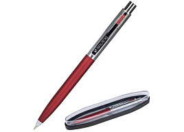 Ручка BRAUBERG 143492 шариковая "Cornetto", СИНЯЯ, корпус серебристый с бордовым, линия письма 0,5 мм