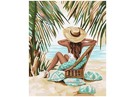 Набор для раскрашивания по номерам ТРИ СОВЫ KX4050_40008 "Под пальмами", 40*50, с акриловыми красками и кистями