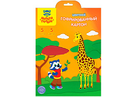 Цветной картон А4 5л. 5цв. Мульти-Пульти КГ5А4_11094 гофрированный, в папке, "Приключения Енота"