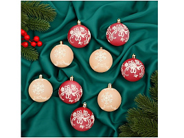 Шар 5,5см 9510347 Ажур, красный, белый 1шт