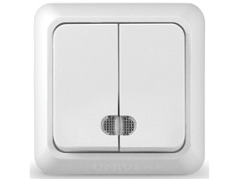 Выключатель 2 кл. ОП Олимп 10А с инд. бел О0123