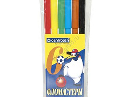 Фломастеры 6цв. Centropen 7790 0686 "Пингвины", смываемые, ПВХ