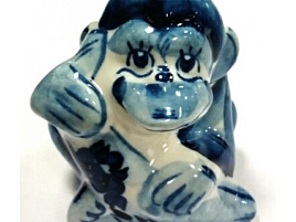 Сувенир Гжель Обезьяна с большим бананом