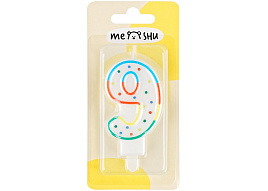 Свеча-цифра "9" MESHU MS_32393 с держателем, 8,5см, блистер