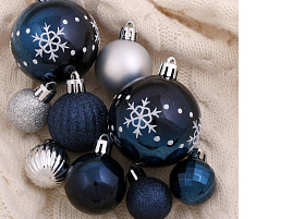 Набор шаров 4942096 Ночные снежинки, серебристо-синий 34шт