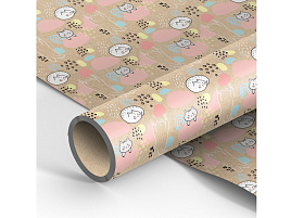 Бумага упаковочная MESHU К100_41061 крафт 70*100см, "Cute clouds", 70г/м2