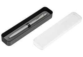 Ручка Luxor 8452/box "Sleek" синяя, 0,7мм, корпус серый металлик, поворотный механизм, футляр