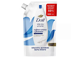 Гель для душа Dove Глубокое питание и увлажнение М крем упаковка дой-пак