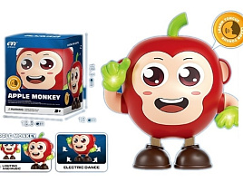 Игрушка на батарейках  ZY1864404 Обезьянка-яблоко свет, звук, танцует