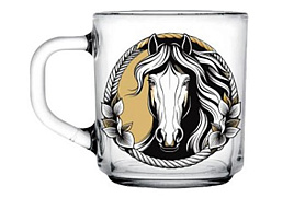 СГ Кружка стекло 1335 Золотая лошадь микс
