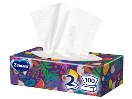 Салфетки 100л. Zemma 2сл.белые коробка 7158