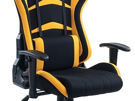 Кресло Helmi HL-G07 "Pointer", ткань черная/желтая, 2 подушки