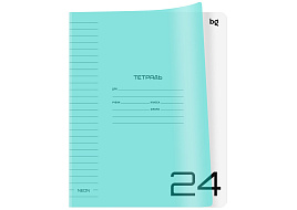 Тетрадь 24л. линия  Т5ск24_пл 08962 "UniTone. Neon", пластиковая обложка, неон голубой