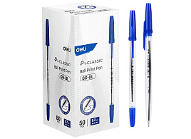 Ручка Deli P1-Classic EQ6-BL корп.прозрачный d=0.7мм чернила син.