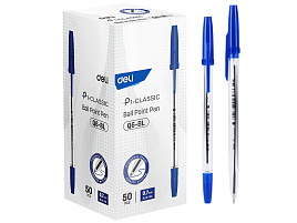 Ручка Deli P1-Classic EQ6-BL корп.прозрачный d=0.7мм чернила син.