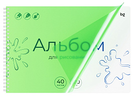 Альбом для рисования 40л. на спирали BG АР4гр40_пл 06073 "UniTone. Green", пластиковая обложка, 120г/м2