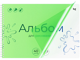 Альбом для рисования 40л. на спирали BG АР4гр40_пл 06073 "UniTone. Green", пластиковая обложка, 120г/м2