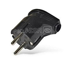 Вилка электр.угловая с/з черн 250В А0105/4016