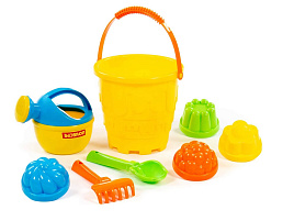 Песочный набор №521 51745 Ведро,грабли,совок,4 формочки,лейка