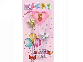 Свеча-цифра "8" Звездный праздник розовая 112-502