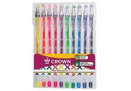 Набор гел. ручек 10цв. Crown HJR-500SET/10 "Hi-Jell Color" ПВХ уп., европодвес