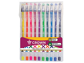 Набор гел. ручек 10цв. Crown HJR-500SET/10 "Hi-Jell Color" ПВХ уп., европодвес