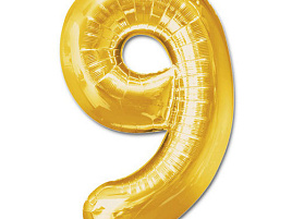 Шар надувной Цифра 9 золото Ч07777