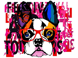 Набор для раскрашивания по номерам ТРИ СОВЫ КХ_44129 "Стильный французский бульдог", 30*40см, с акриловыми красками и кистями