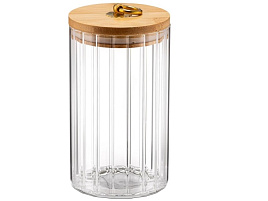 Банка для сыпучих стекло 700мл с бамбуковой крышкой TC-J700-05/1360