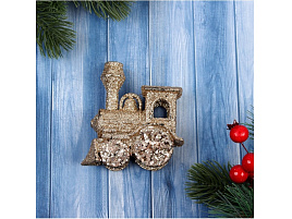 Подвеска пластик Паровозик блеск золото 9*8см 10514234