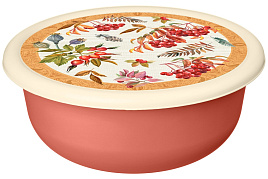 Миска пластик 3,2л 222143405/04/0417 декор оранжевая с крышкой