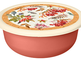 Миска пластик 3,2л 222143405/04/0417 декор оранжевая с крышкой