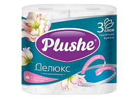 Туалетная бумага Plushe Делюкс  4шт.3-х сл.с цветочным ароматом