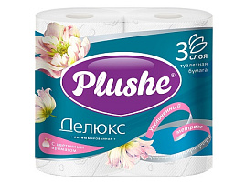 Туалетная бумага Plushe Делюкс  4шт.3-х сл.с цветочным ароматом