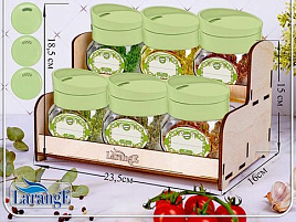 Набор банок для сыпучих стекло 6пр Нежно-мятный с крышкой дозатором 00173-00001/8619