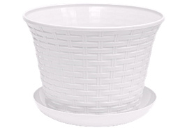 Кашпо цветочное 2,1л Ротанг 362106 белый с/п