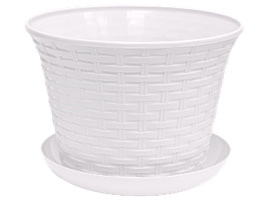 Кашпо цветочное 2,1л Ротанг 362106 белый с/п