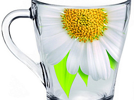 Кружка стекло 250мл 1649-Д Ромашка