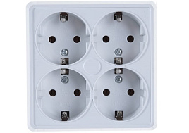 Розетка 4 м ОП Олимп квадрат с заземл. белая 1165