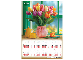 Календарь листов. 2027г. ПО-27-140 Цветы. Яркие тюльпаны