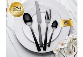 Набор столовых приборов В020126/7641 Классика черный матовый 24пр