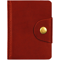 Визитница OfficeSpace 312565 карманная на кнопке, 10*7 см, 18 карманов, натуральная кожа, красный