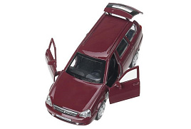 Машина металлическая PRIORAWAG-12-BD LADA PRIORA длина 12 см, двери,багаж,инерц,бордовый, в кор.