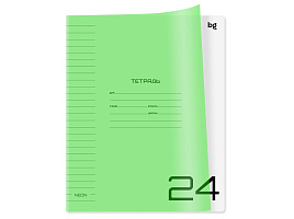 Тетрадь 24л. линия  Т5ск24_пл 06117 "Однотонный. Неон", пластиковая обложка, неон салатовый
