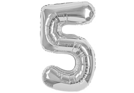 Шар надувной Цифра 5 серебро "40" 102см 26495
