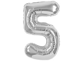 Шар надувной Цифра 5 серебро "40" 102см 26495