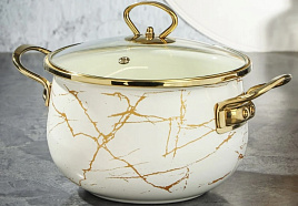 Кастрюля эмаль 3,5л 484344/4179 Danikcs белый мрамор