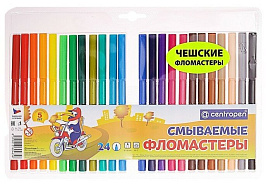 Фломастеры 24цв. Centropen 7790/24/2485 "Washable", смываемые, блистер