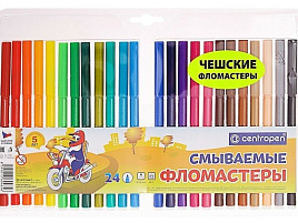 Фломастеры 24цв. Centropen 7790/24/2485 "Washable", смываемые, блистер