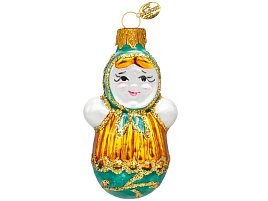 Матрешка Ё ФУ-103/3 золото-бирюзовая в подар.упак